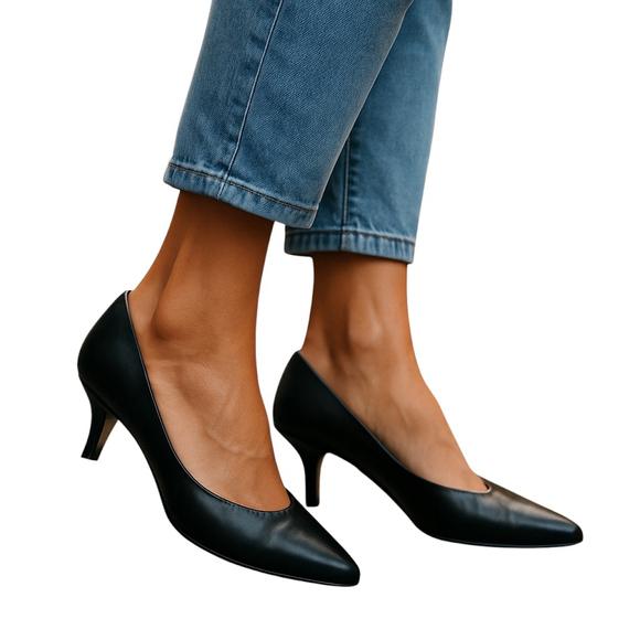 Vince Camuto Shoes - Vince Camuto Vickiy Pump Heel Womens 6.5 Black Leather Pointed Toe Formal Office